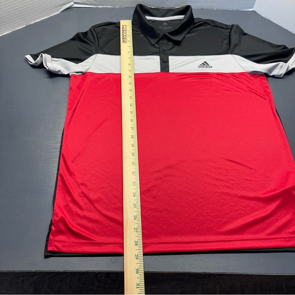 Adidas Golf Climalite Blocked Men's Polo Shirt Red/Gray/Black Sz Large - Picture 7 of 10